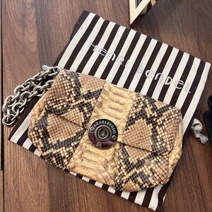 Henri Bendel Yellow Snakeskin Wristlet Bag